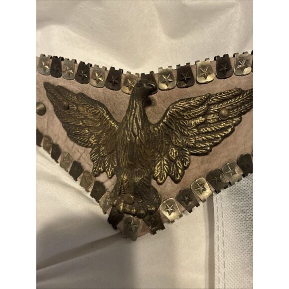 Jose Cotel Authentic Beige Taupe Bronze Stud Eagle Leather Metal Waist Belt main image 5